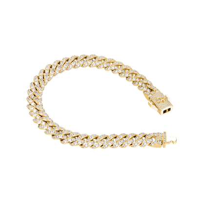 Moissanite Micro Round Cut Cuban Link Bracelet - 8mm