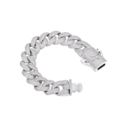 Moissanite Round Cut Cuban Link Bracelet - 19mm