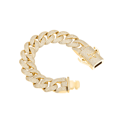 Moissanite Round Cut Cuban Link Bracelet - 19mm