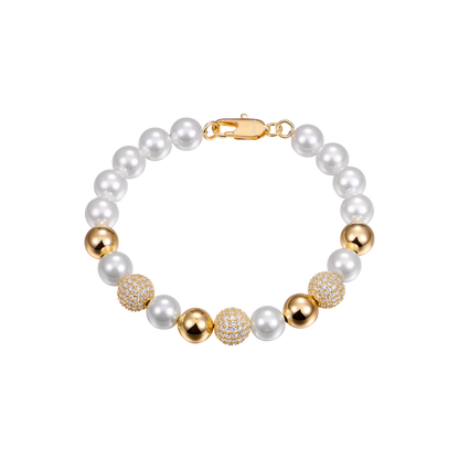 Pearl & Cuban Bracelet Set