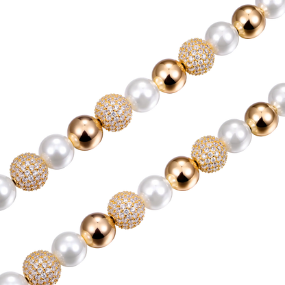 Pearl & Cuban Bracelet Set