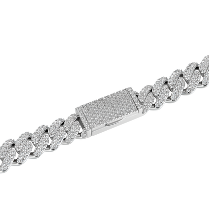 Custom Round Cut Cuban Link Name Necklace Chain - White Gold