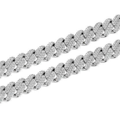 Custom Round Cut Cuban Link Name Necklace Chain - White Gold