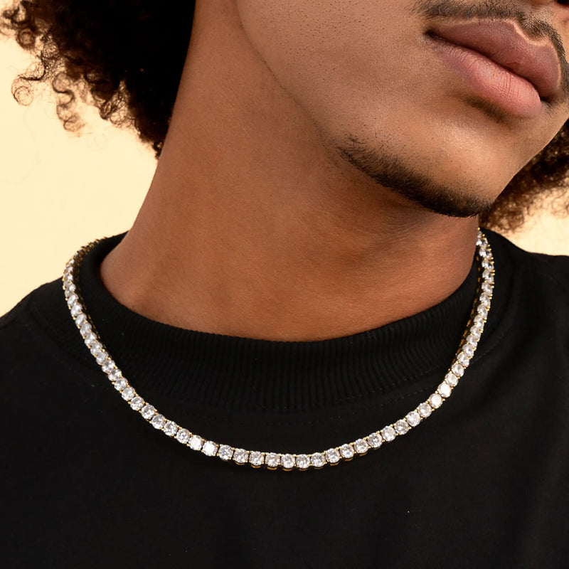 5mm New White Gold Iced Out Tennis Chain - Hip Hop Necklace - APORRO