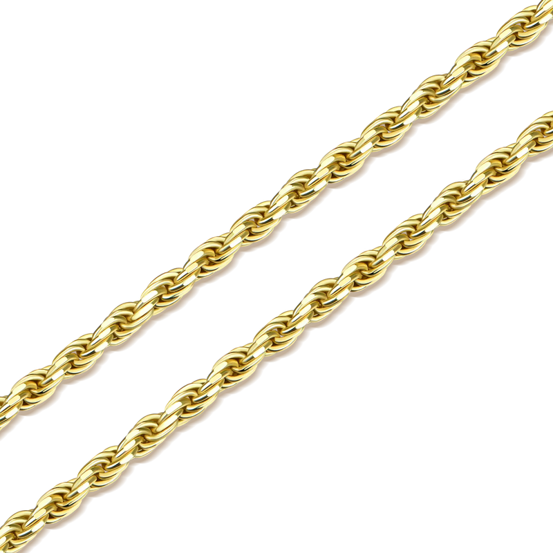 2.3 mm Cadena de la cuerda en plata de ley 925 (Oro amarillo) - APORRO