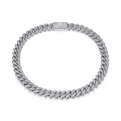 WONG Dragon Box Clasp Cuban Chain-White Gold