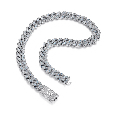 WONG Dragon Box Clasp Cuban Chain-White Gold