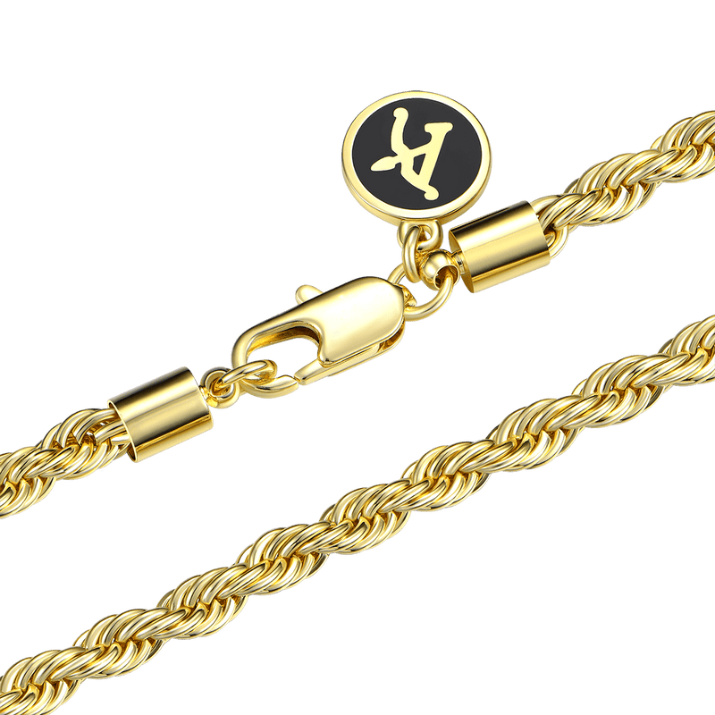 4.5mm Rope Chain - Yellow Gold - APORRO