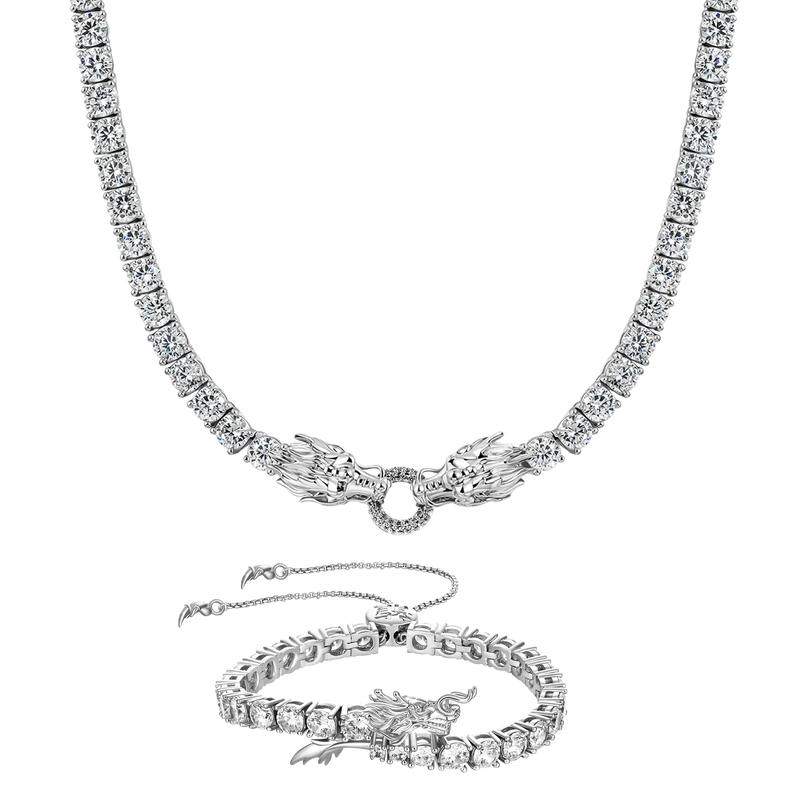 WONG Adjustable Dragon Tennis Chain + Bracelet Gift Set - APORRO