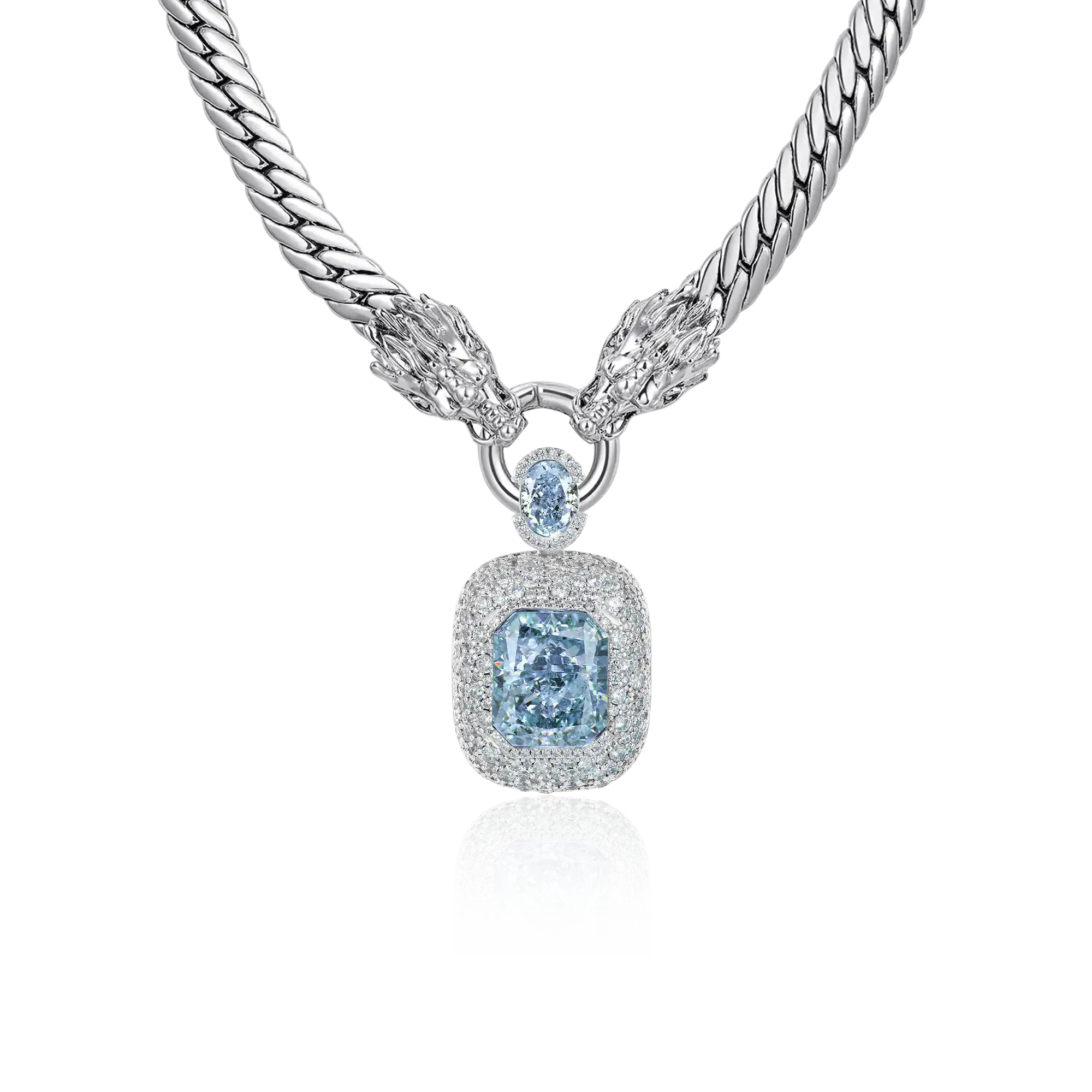 Crused Ice Pendant + WONG Double Dragon Cuban Chain Gift Set