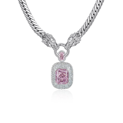 WONG Double Dragon Miami Cuban Chain + Crushed Ice Emerald Cut Pendant Set