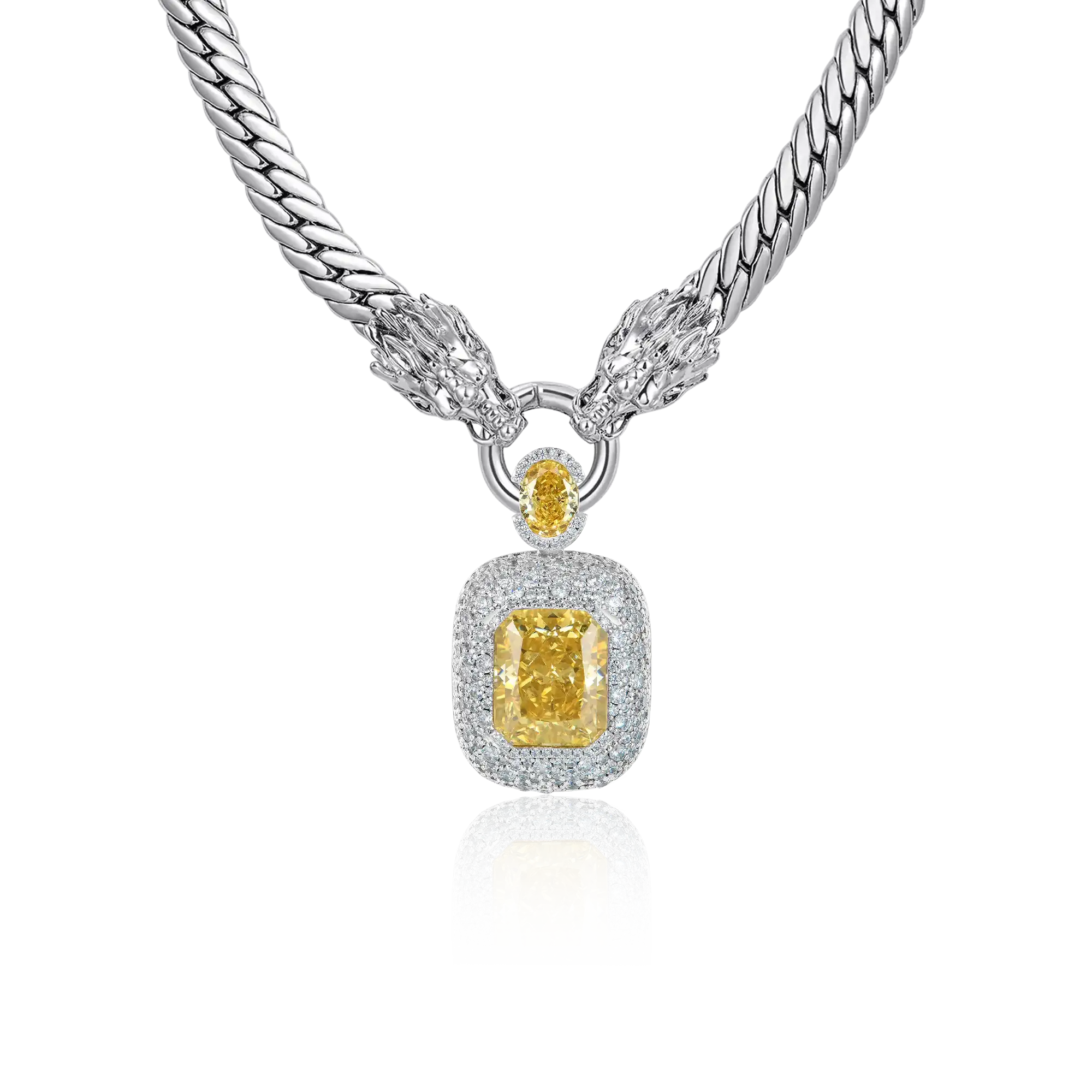 Crused Ice Pendant + WONG Double Dragon Cuban Chain Gift Set