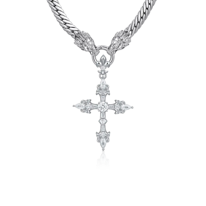 WONG Double Dragon Miami Cuban Chain + Fleur De Lis Cross Pendant Set