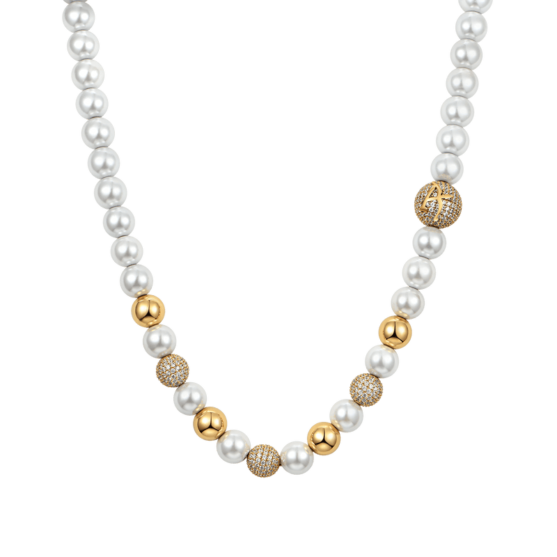 WONG Dragon Pearl and Bead Adjustable Necklace-Yellow Gold - APORRO