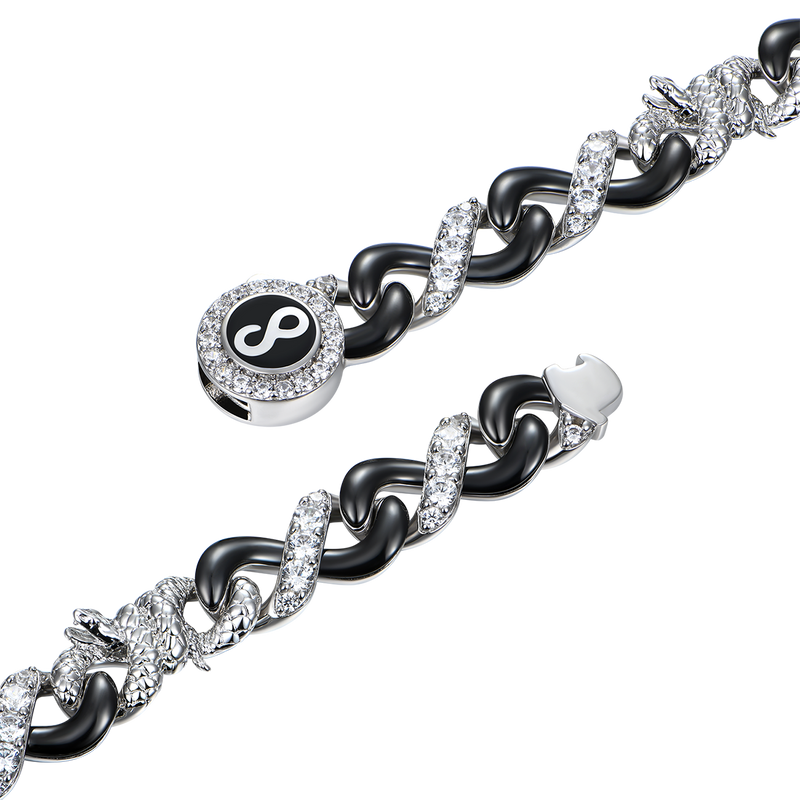 Cadena de eslabones con cierre de serpiente en dos tonos Infinity de 8 mm - Collar Infinity Dorado - APORRO