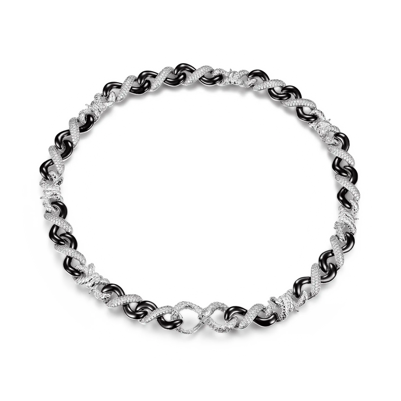 Chaîne à fermoir serpent bicolore Infinity 12 mm - Bijoux de la collection Infinity - APORRO