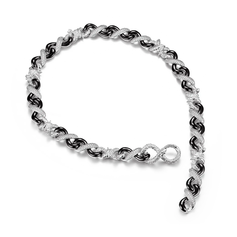 Chaîne à fermoir serpent bicolore Infinity 12 mm - Bijoux de la collection Infinity - APORRO