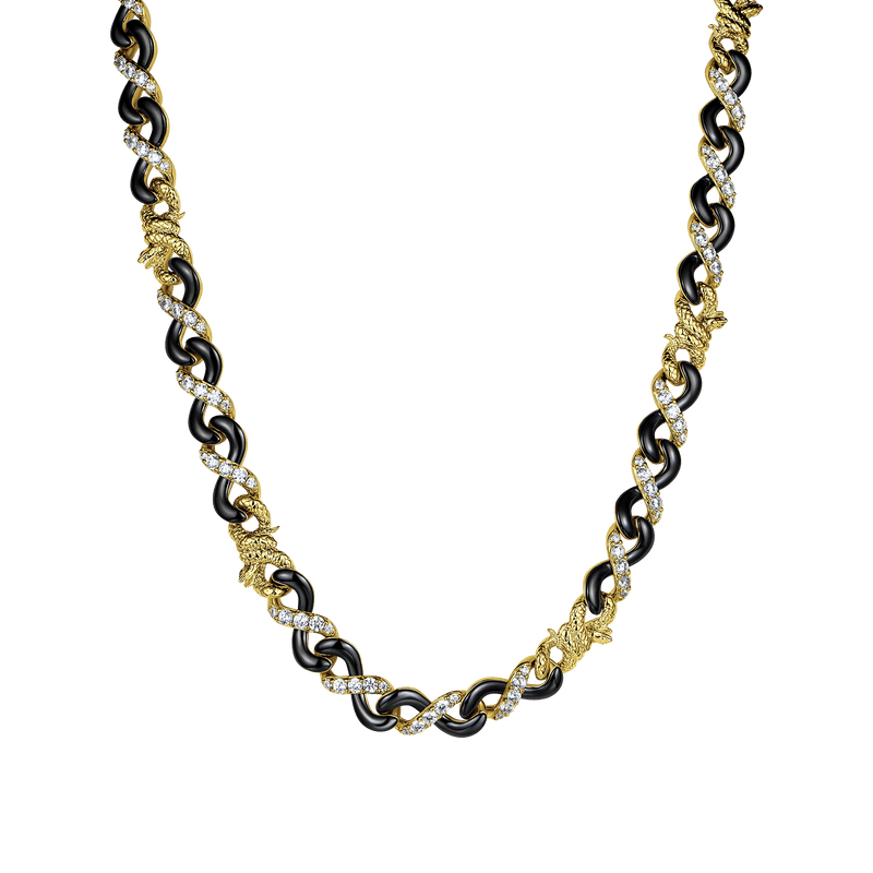 Infinity 8mm Two-tone Snake Clasp Link Chain - Infinity Necklace Gold - APORRO