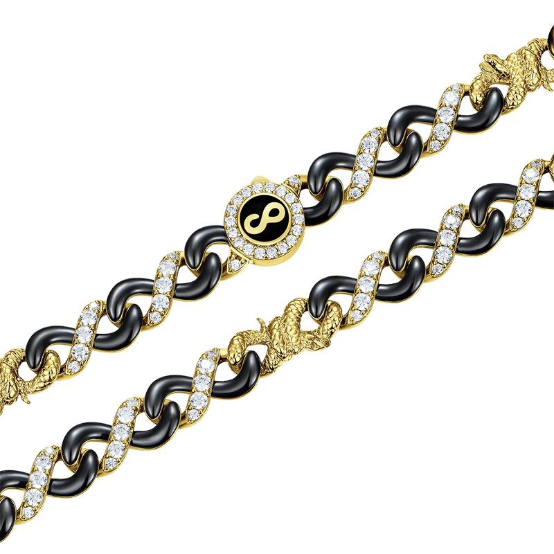 Chaîne à maillons à fermoir serpent bicolore Infinity 8 mm - Collier Infinity Or - APORRO