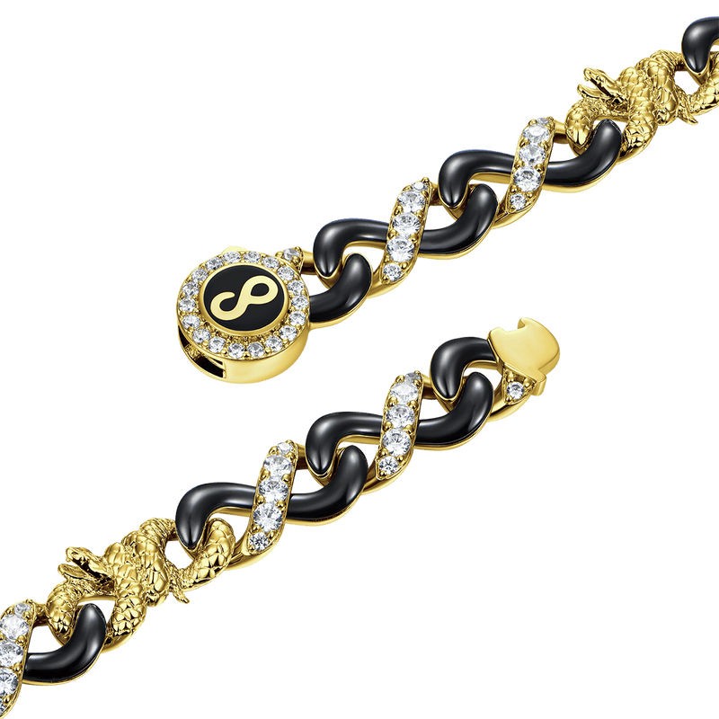 Infinity 8mm Two-tone Snake Clasp Link Chain - Infinity Necklace Gold - APORRO