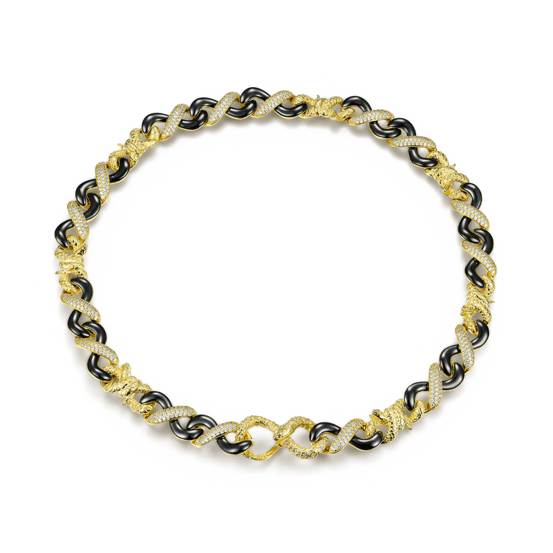 Infinity 12mm Two-tone Snake Clasp Chain - Infinity Collection Jewelry - APORRO