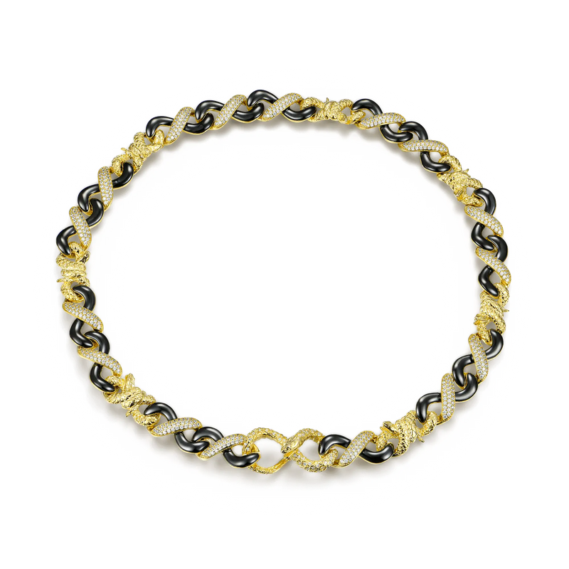 Cadena Infinity de 12 mm con cierre de serpiente en dos tonos - Joyas de la colección Infinity - APORRO