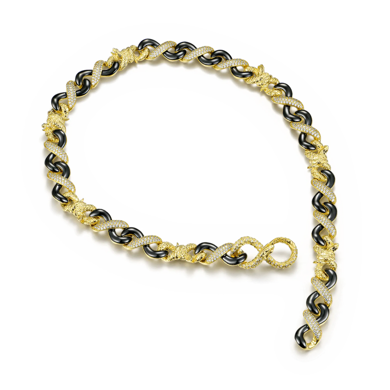 Chaîne à fermoir serpent bicolore Infinity 12 mm - Bijoux de la collection Infinity - APORRO