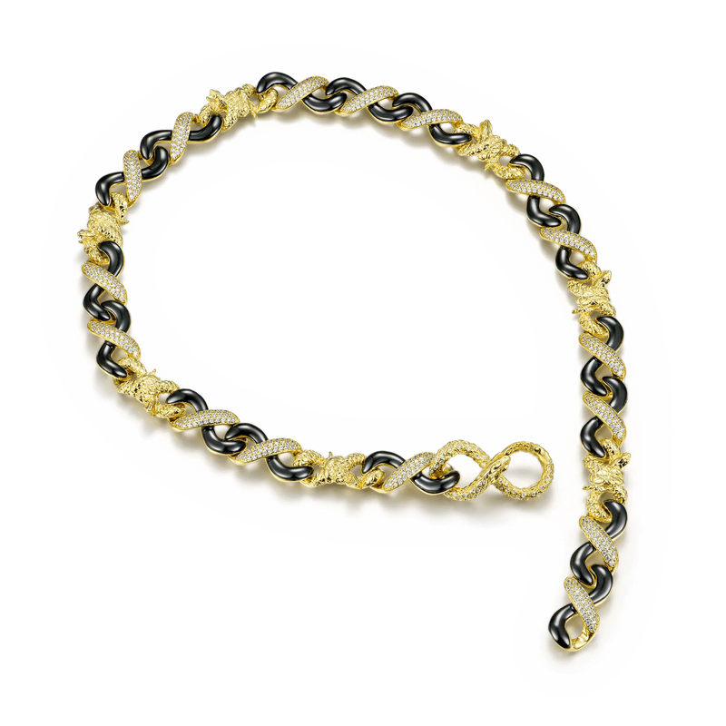 Catena Infinity con chiusura a serpente bicolore da 12 mm - Gioielli Infinity Collection - APORRO