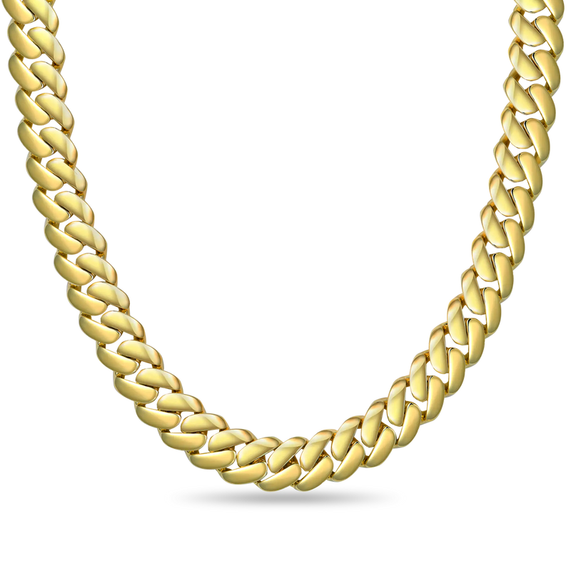 12mm Solid Miami Cuban Chain - Cuban Choker & Necklace - APORRO