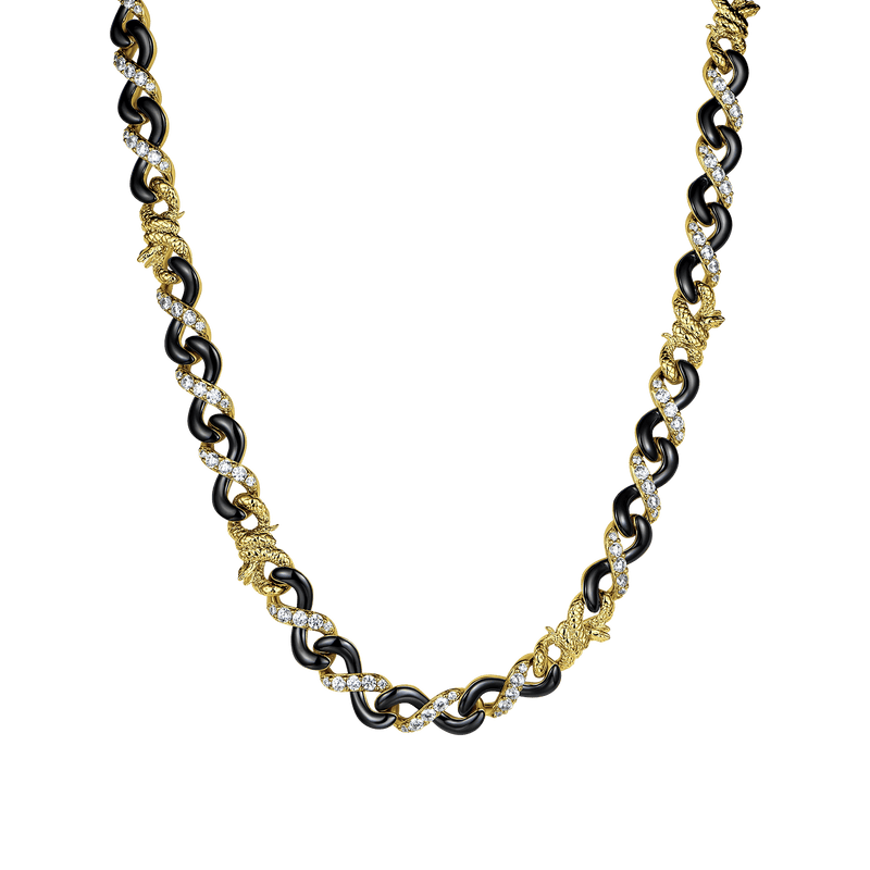 Cadena de eslabones con cierre de serpiente en dos tonos Infinity de 8 mm - Collar Infinity Dorado - APORRO