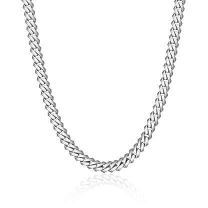 Women's Plain Gold Prong Cuban Link Chain - 8mm