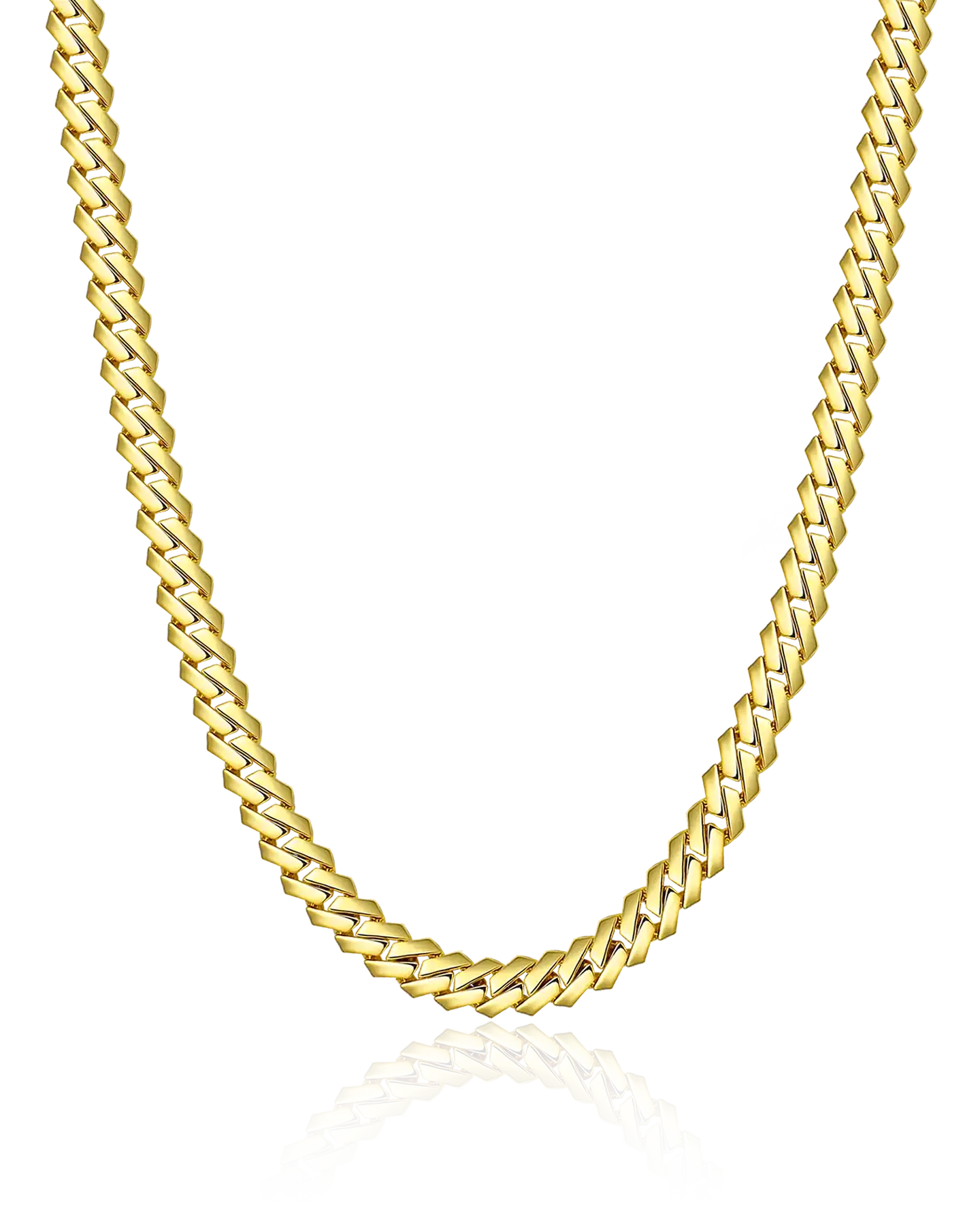 Cadena de eslabones cubanos con puntas de oro liso - 8 mm