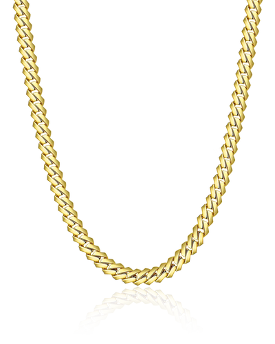 Cadena de eslabones cubanos con puntas de oro liso - 8 mm