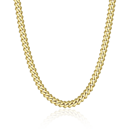 Plain Gold Prong Cuban Link Chain - 8mm