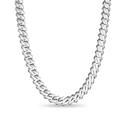 Moissanite Plain Gold Prong Cuban Link Chain - 10mm