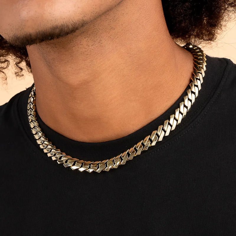 Plain Gold Prong Cuban Choker - Everyday Jewelry For Men & Women - APORRO