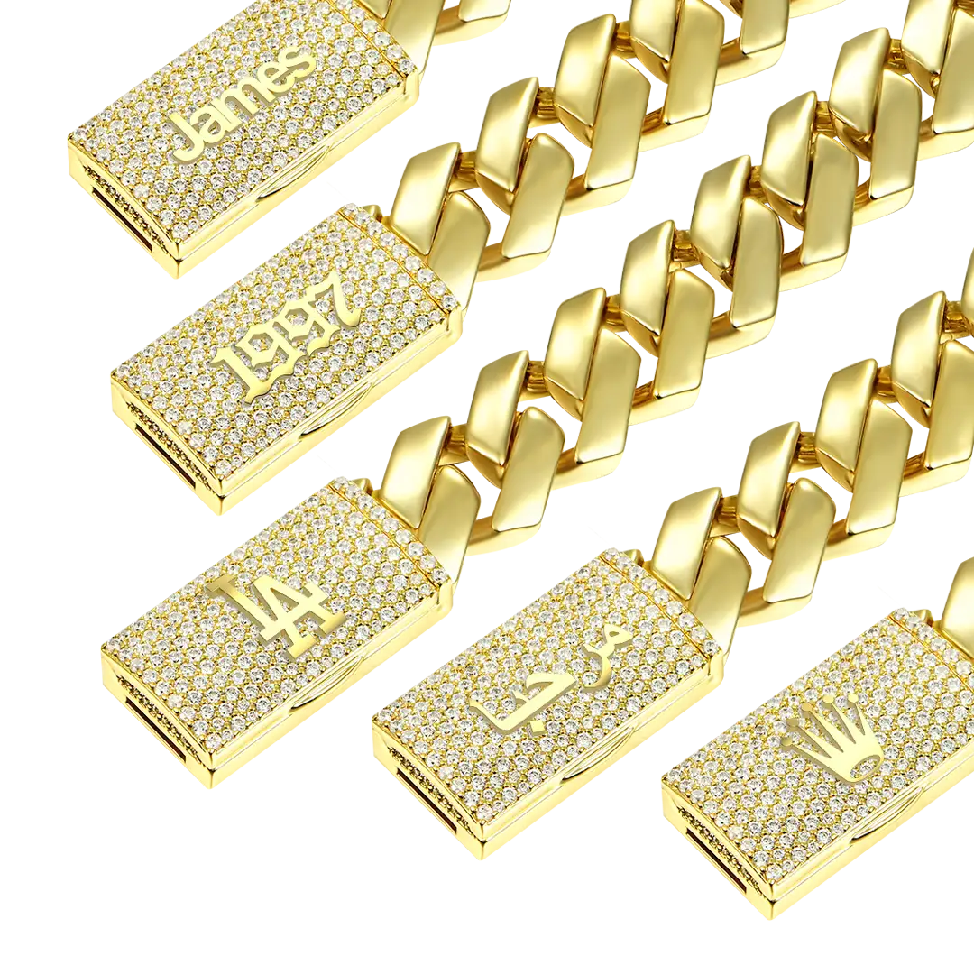 Custom Plain Gold Prong Cuban Link Chain