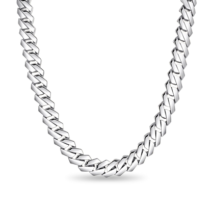 Moissanite Plain Gold Prong Cuban Link Chain - 12mm