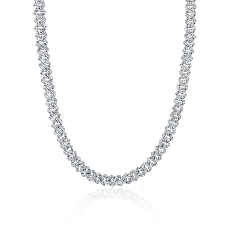 Moissanite Prong Cuban Chain - 925 Silver for Men & Women - APORRO