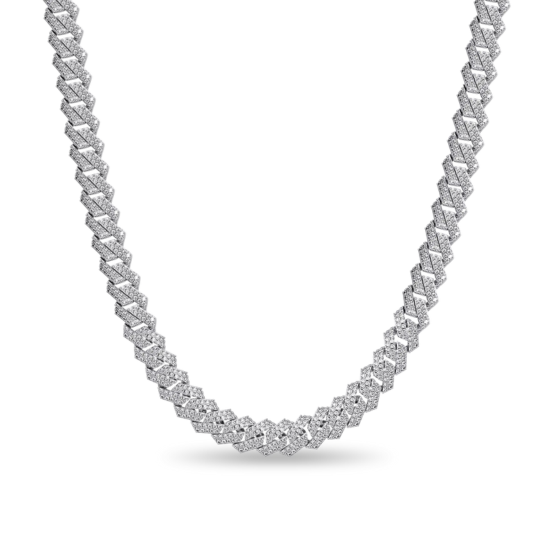 White Gold Moissanite Prong Choker Chain - 925 Silver for Men - APORRO