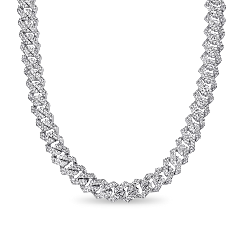 White Gold Moissanite Prong Choker Chain - 925 Silver for Men - APORRO