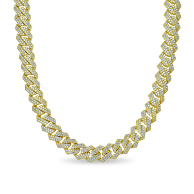 Round Cut Prong Cuban Link Chain - 15mm