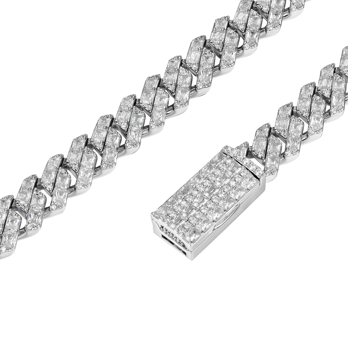 Emerald Cut Prong Cuban Link Chain - 10mm