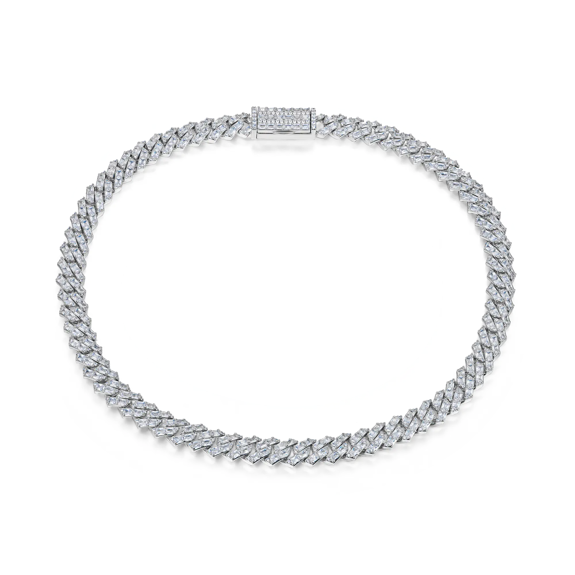 Emerald Cut Prong Cuban Link Chain - 10mm