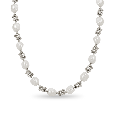 18" Cadena mixta de perlas y alambre de púas