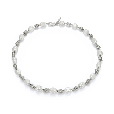 18" Cadena mixta de perlas y alambre de púas