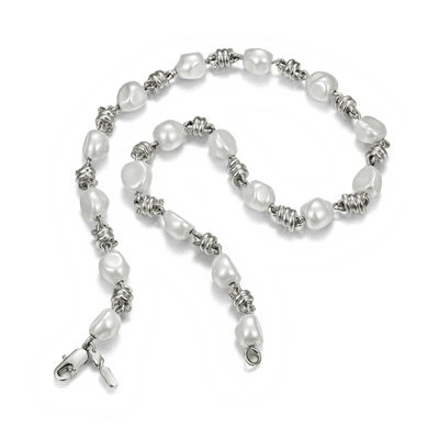 18" Cadena mixta de perlas y alambre de púas