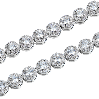 Moissanite Round Cut Clustered Tennis Chain - 7mm