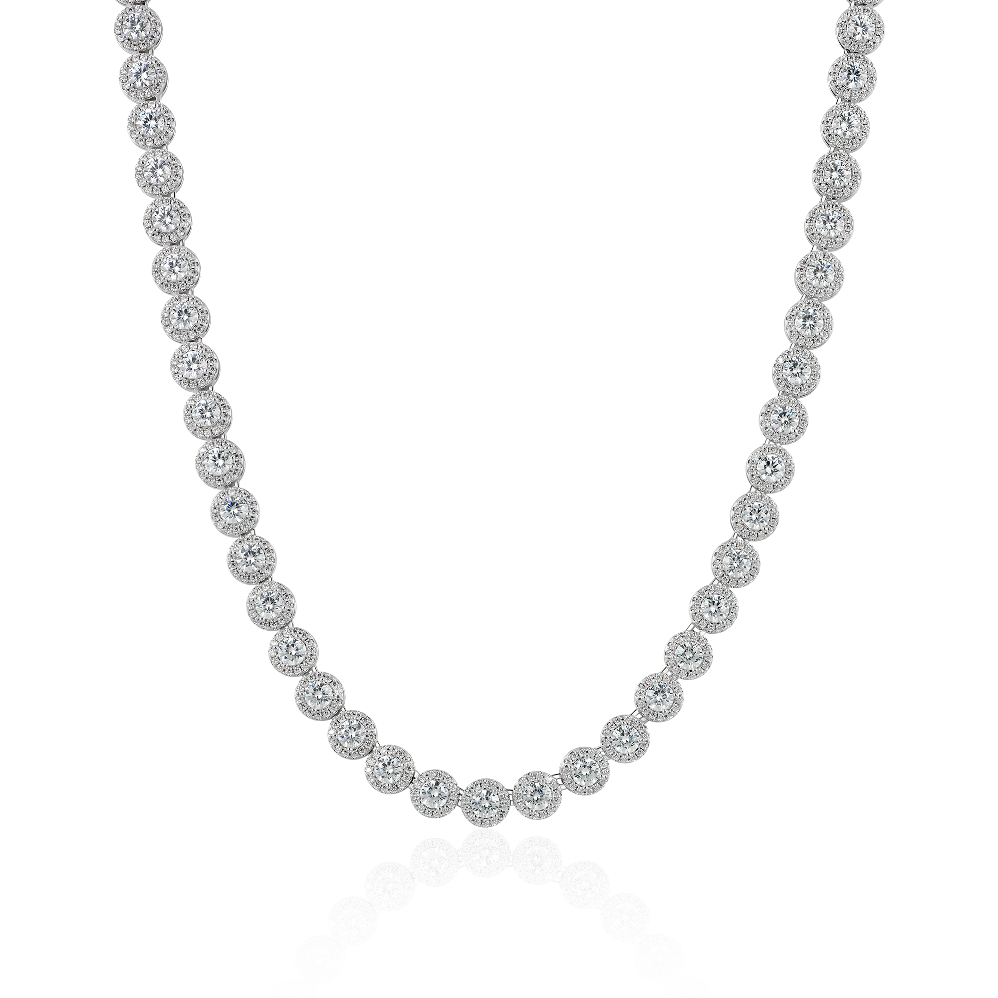 Moissanite Round Cut Clustered Tennis Chain - 7mm