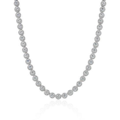 Moissanite Round Cut Clustered Tennis Chain - 7mm